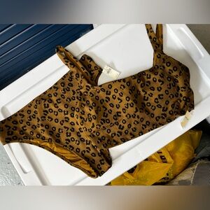 NWT Aerie American Eagle Bikini Leopard Green Gold Black XL